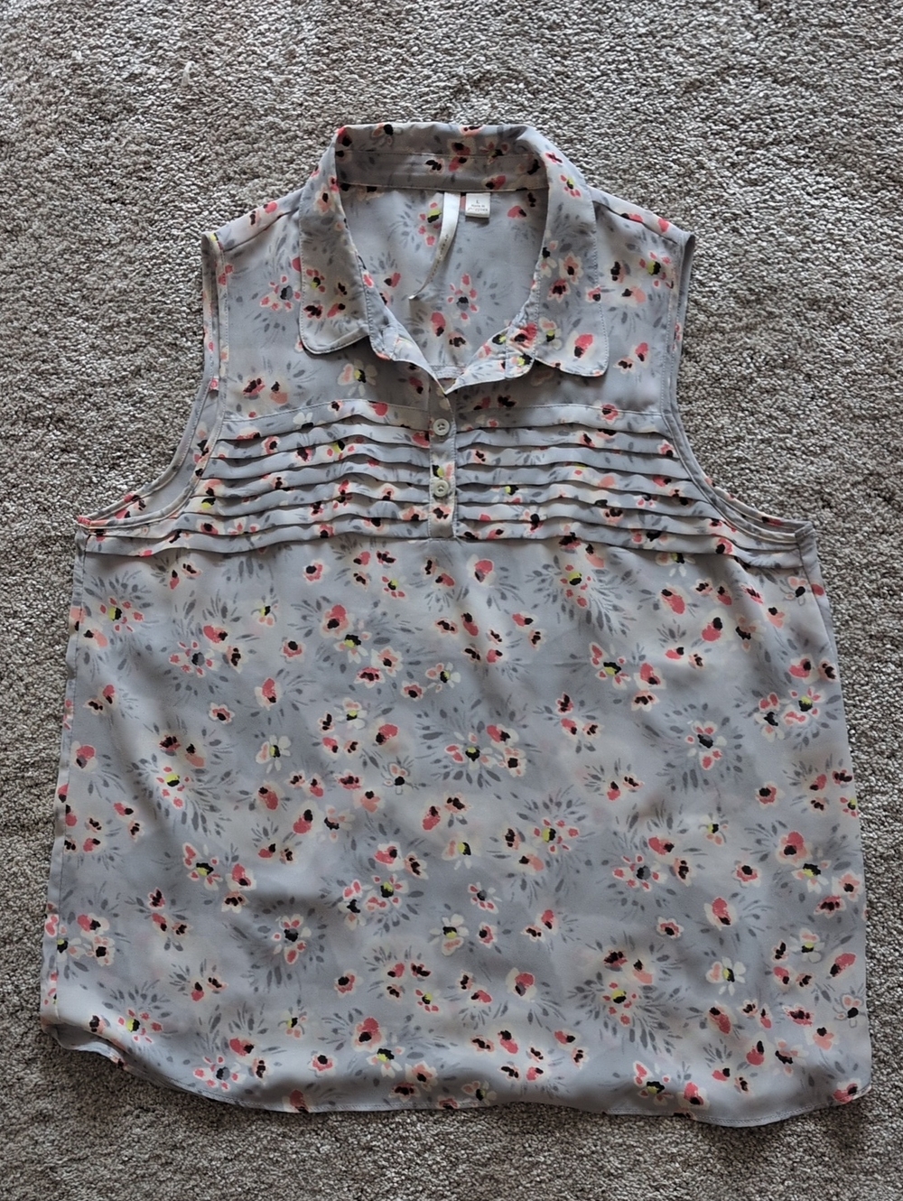 LC Lauren Conrad Blue Floral Sleeveless Top Size Large